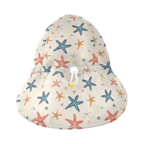 Kids Sun Hats Baby Boys' Beach Play Hats Baby Girls' UV Protection Neck Flap Traveling Camping Hat Starfish Design3