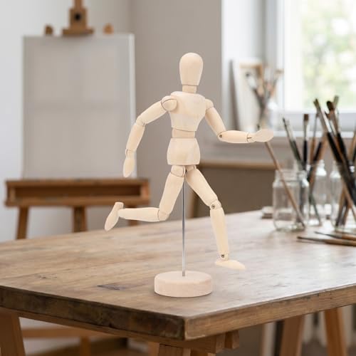 Image of DOITOOL 4.5 Inch Artists Wooden Manikin, 9 Pack Wooden Drawing Mannequin with Joints, Artist Manikin with Stand, Flexible Posable Figure Model, Art Anatomy Sketch Props, Jointed Desktop Decoration