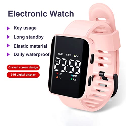 Leaqu Smartwatch Electronic Watch Led Smart Watches, Luminous Life Fitness Watch Square Dial Sports Digital Wrist Watch,For Student Light Blue #TOP2