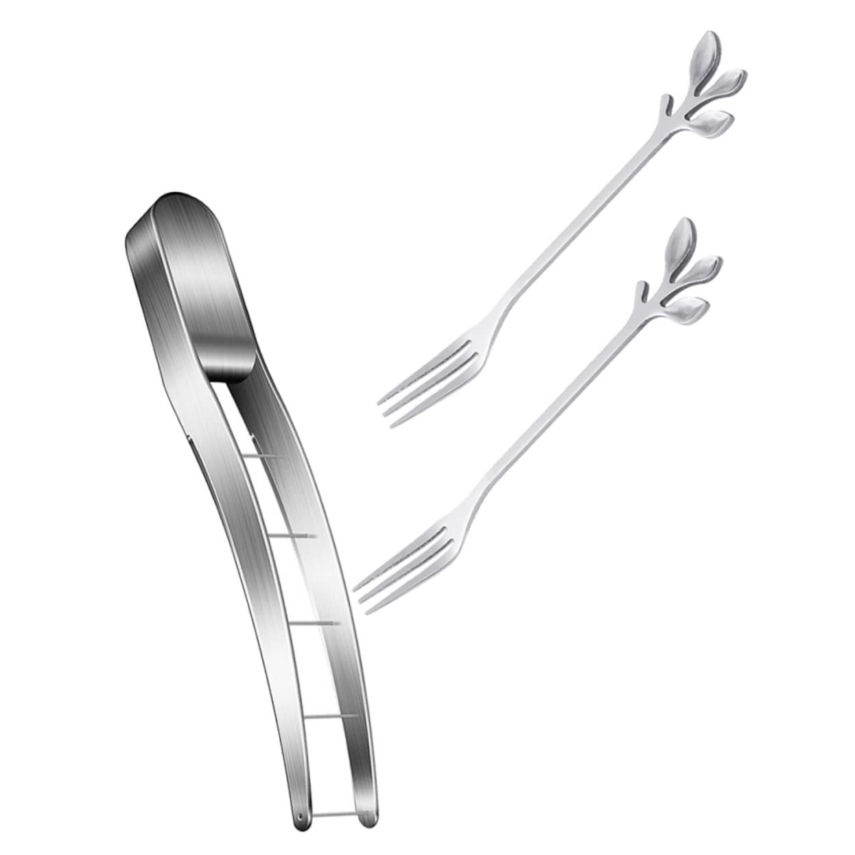 Unomor 1Set Multipurpose Watermelon Cutter Fruit Slicer with Leaf Forks Easy Cutting Tool for Home Outdoor Use for Serving Watermelon Cubes at Parties