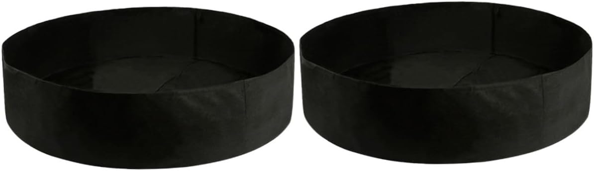 2pcs Round Felt Planting Bag Portable Gardening Pouch for Use for Vegetables Flowers Water-retaining Design Black