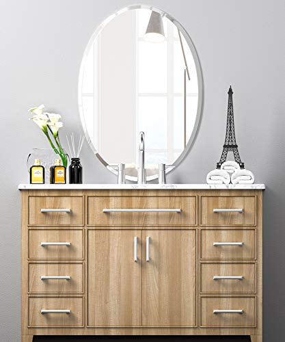 Ushower 20"X28" Frameless Oval Wall Mirror For Bathroom/Vanity, Beveled Edge, Simple & Elegant Look #TOP4