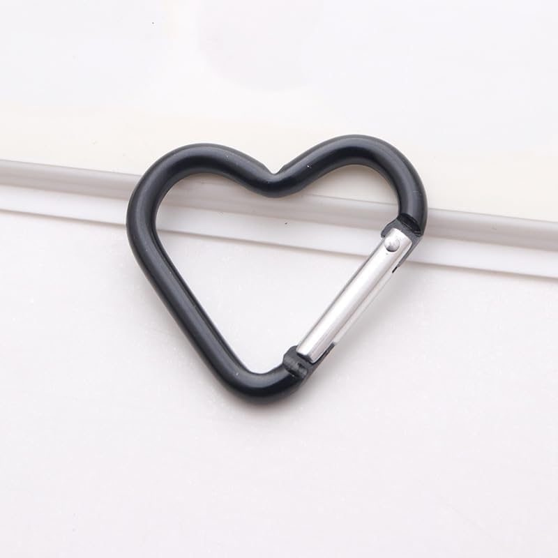 1pc Black Heart Shape Carabiners Keychain Clips,Snap Hook Key Ring Multifunctional Keychain Clip for Camping Accessories Backpack Water Bottle Aluminum Alloy?Accessory and Keychain Carabiners
