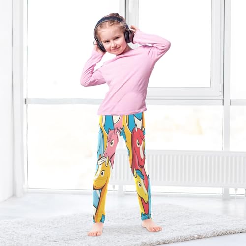 Bolaz Toddler Girls Leggings Printed Yoga Pants Leggings Yellow Blue Pink Horse for Kids4