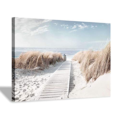 Beach Canvas Wall Art Prints: Coastal Seascape Picture Road to Beach Artwork Painting on Canvas for Living Room (36'' x 24'' x 1 Panel)