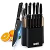Hobo 15 Piece Black Kitchen Knife Set With Wooden Block, Knife Block Set With Non-stick Coating, Professional Kitchen Knife Set Made Of German Stainless Steel High Carbon