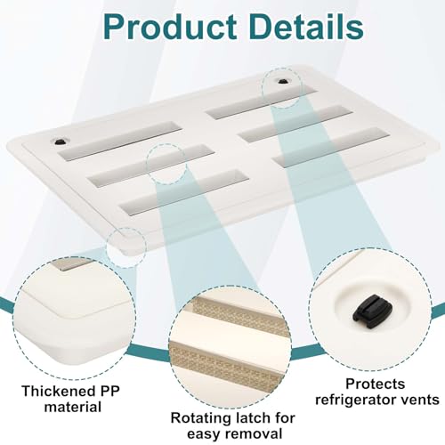 benut 20-3/4"W x 10-3/4"H RV Refrigerator Vent Cover, RV Refrigerator Side Vent Cover Replacement with Insect Screen for Trailers and Campers, White by benut - Used condition - Image 3