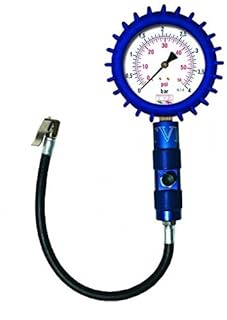 TVR Manometro made in Italy verifica pressione gomme pneumatici professionale - Diametro quadrante 63mm BLU