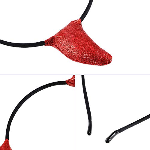 Leiwo Glitter Devil Horn Headband, Halloween Hair Hoop Cute Handmade Accessories For Fancy Dress Party Hairband Cosplay (Black) #TOP3