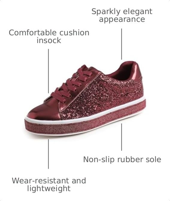 Image of FEVERSOLE Women's Fashion Sparkle Platform Rhinestone Party Holiday Wedding Sneakers