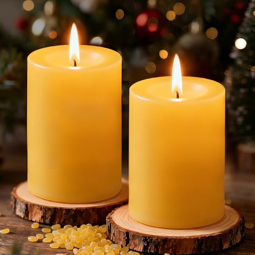 Bougie pilier en cire d'abeille pure pour illuminer vos douces soirées d'amour