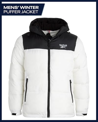 Image of Reebok Mens Winter Jacket - Warm Heavyweight Mens Winter Coat - Wind Water Resistant Insulated Quilted Puffer Jackets for Men
