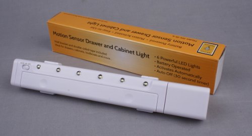 Battery-Operated LED Cabinet, Drawer and Under-Cabinet Light with Motion-Sensor Function, with Auto Timer Feature
