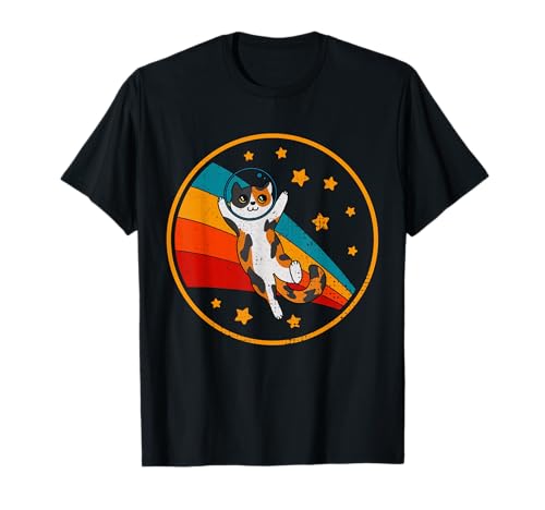 Cute Vintage Calico Cat Retro Space Cat T-Shirt
