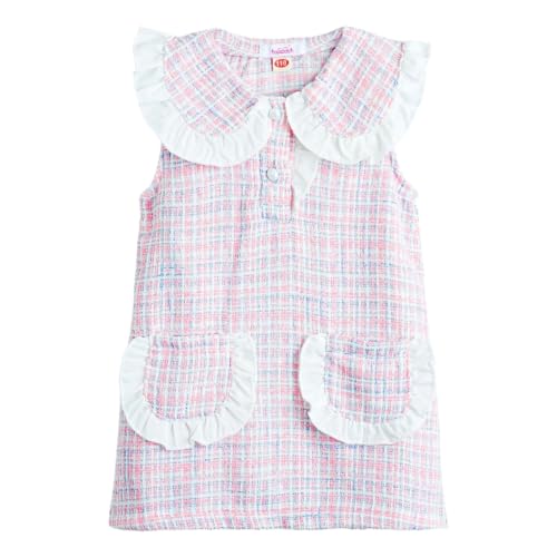 Image of Hopscotch Girl Polyester Check Full-Sleeve Casual Dress in White Color