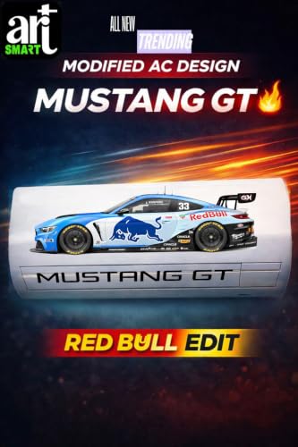 Image of Art Smart Mustang GT Racing Car AC Sticker, High Quality Vinyl, HD Matte /Gloss Finish, 24 Inches, for Indoor, Wall, Door, Glass Decoration (Light Blue)