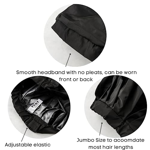 Bonnet de douche géant noir TTAT lavable pour tresses et dreadlocks - 5