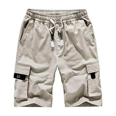 siyecaoo Women's Casual Cotton Elastic Waist Drawstring Loose Fit Outdoor Multi-Pockets Cargo Shorts Off White Tag XL-UK M Cover