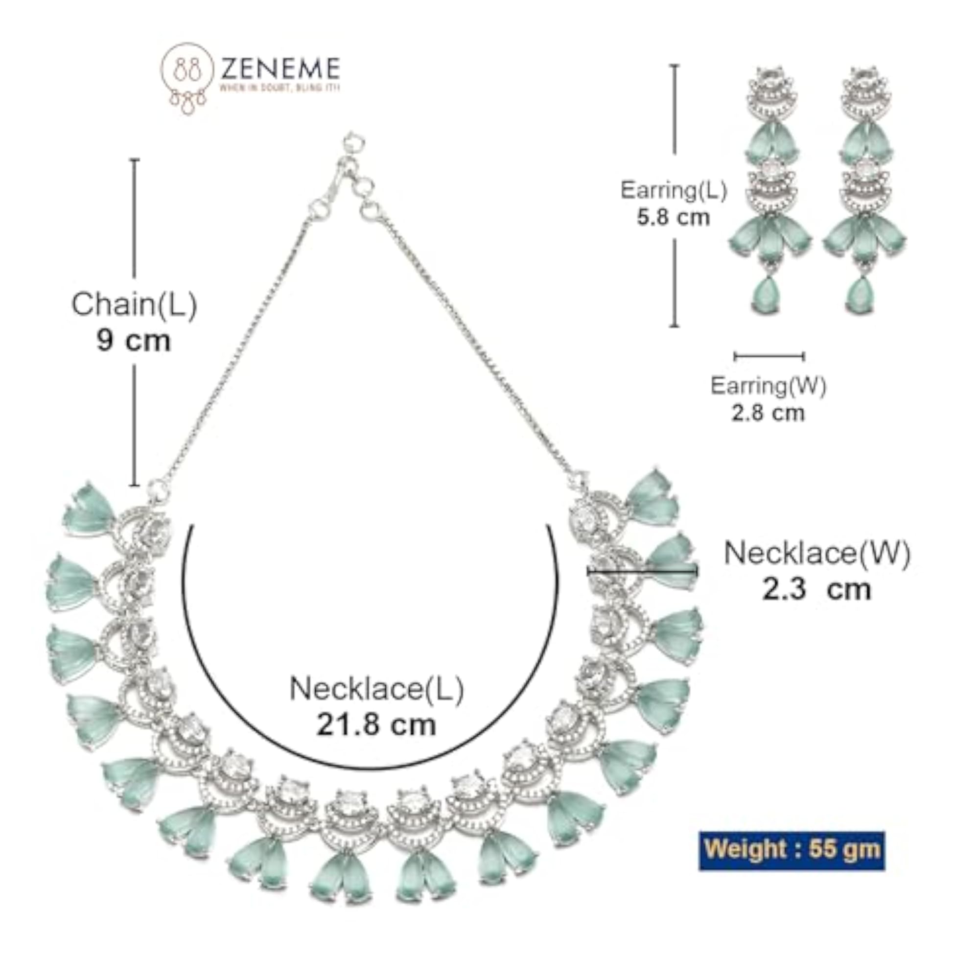 Rhodium-Plated American Diamond Necklace Set