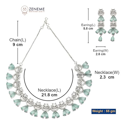 Rhodium-Plated American Diamond Necklace Set