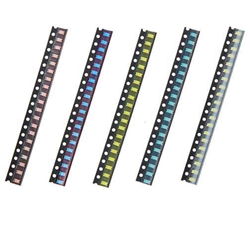 Bridgold 100pcs 5 Types Colors 1206 Red Yellow Blue Green White SMD LED Diode Lights Chips Kits (Surface Mount) 20mA High Intensity Lighting Components Light Emitting Diodes. (1206)
