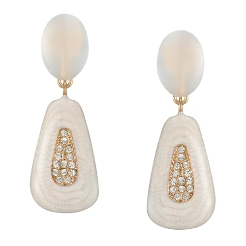 SWEETV Vintage 18K Gold Plated Statement Earrings for Women Trendy, Antique Enamel Chunky Drop Dangle Earrings, Big Crystal Earrings for Fashion Prom Jewelry Gifts