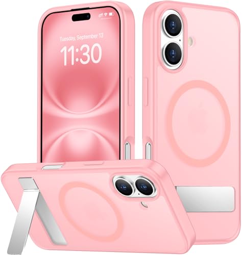 SPIDERCASE Magnetic for iPhone 16 Case,Built-in Kickstand, Pink