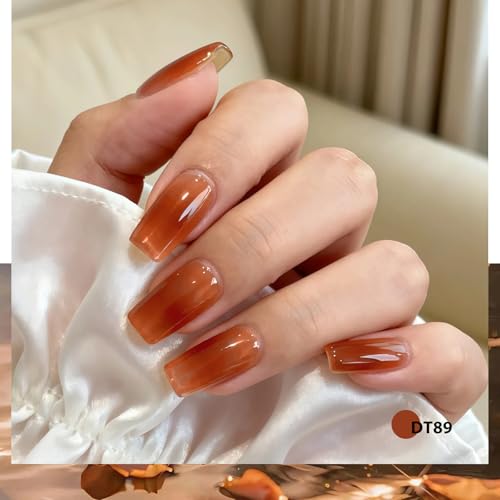 Set de Esmaltes de Uñas Gel Jelly 8 Piezas Tonos Nude y Marrón miniatura 7