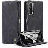 xinyunew Funda para Huawei P Smart 2021/Huawei Y7A,Avanzado PU Piel Carcasa [Soporte Plegable][Ranura para Tarjeta][Cierre Magnético] Antigolpes Libro Funda para Huawei P Smart 2021/Huawei Y7A-Negro
