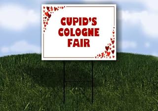 Cupid’S Cologne Fair Red Frame With Hearts Single Sided 18x24 in. Yard Road Sign w/Stand