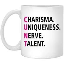 Rupauls Drag Race Inspired Coffee Mug, Charisma, Uniqueness, Nerve, Talent 11oz, White, QGT5TSCVWX-11oz