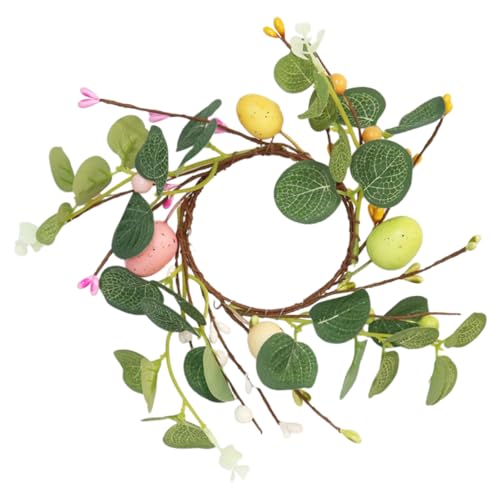 HYTROVE Ghirlanda Di Candele Pasquale Con Uova Colorate Centrotavola Decorativo Per Feste e Matrimoni Ghirlanda Di Eucalipto Realistica Per Decorazioni Primaverili e Festività