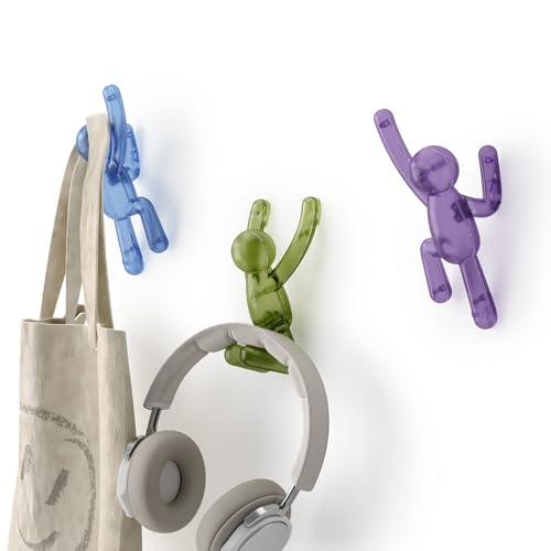 Image of Umbra Buddy Wall Hooks, Drill-Free Pin-Point Coat Hooks, Gem Multi