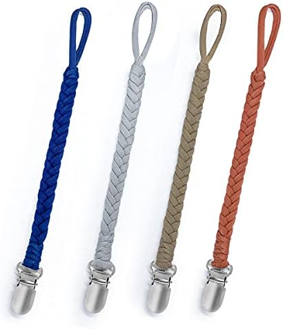 Habadeer Baby Pacifier Clips for Girls and Boys  4 Pack,100% Handmade Braided,Universal All Pacifiers