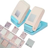 クラフトパンチ 穴あけポンチ,四角 スクエア 切手型 2点セット 1つ穴 ペーパーパンチャー 25mm ハンドメイド diy用 操作簡単 (四角+切手2点セット)