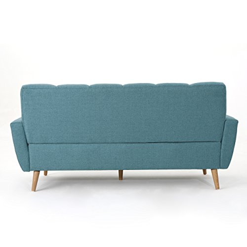 Christopher Knight Home Treston Mid-Century Fabric Sofa, Blue / Natural #TOP6