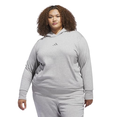 adidas Women's All SZN Fleece Boyfriend Hoodie, Medium Grey Heather, Large