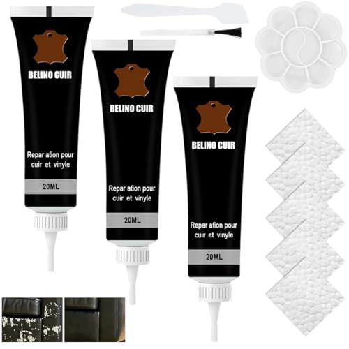 Colori Kit Riparazione Pelle, Crema di Riparazione, Con attrezzi Gel di Riparazione per Pelle Liquid, Balsamo Riparazione Pelle per Divano, Giacca Seggiolino Auto, Cappotti Crack, Buchi