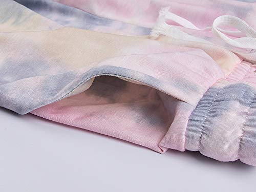 Eosiedur Women's Tie-Dye Set 2 Piece Outfits Autumn - Loose Casual Two Piece Tracksuits Set Pink & Gray, Xxl #TOP5