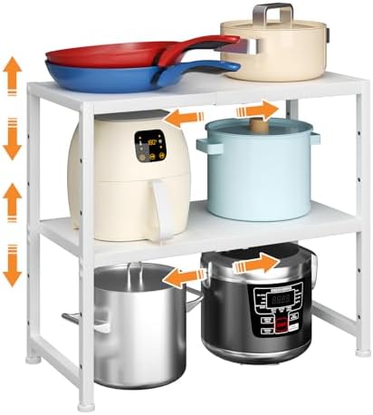 Amazon.com: 2-Tier Expandable Kitchen Storage Shelf,150LBS Heavy Duty ...