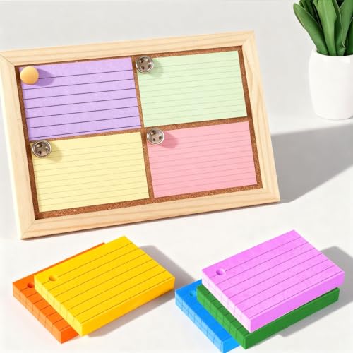 1200 Stück A8 Karteikarten Liniert, 10 Farben, Doppelseitig Beschreibbar, Karteikarten mit 6 Metallringen und Kraftpapier-Deckblättern für Studium, Büro & Organisatio(7.4X5.1CM)