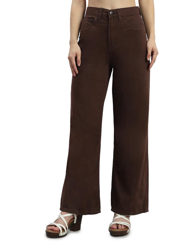 Soft Cotton-Tencel Blend Twill Wide Pants Full Length for Women| Breathable, High Rise-image-42