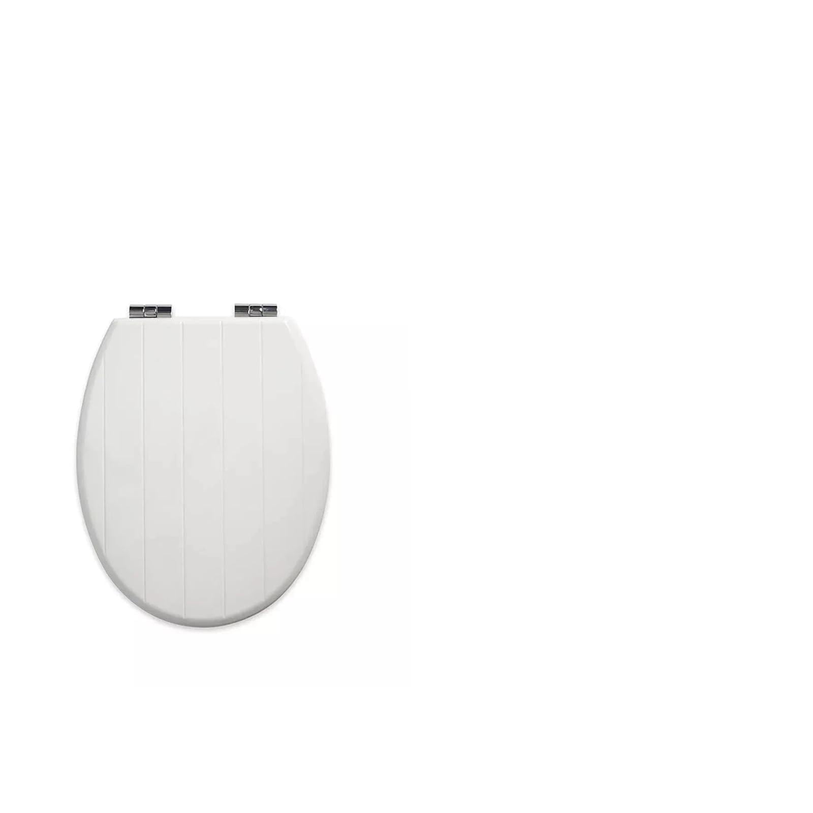 18" Universal MDF WC Toilet Seat, Easy Fit with Strong Zinc Alloy Hinges, Smooth Wipe Surface