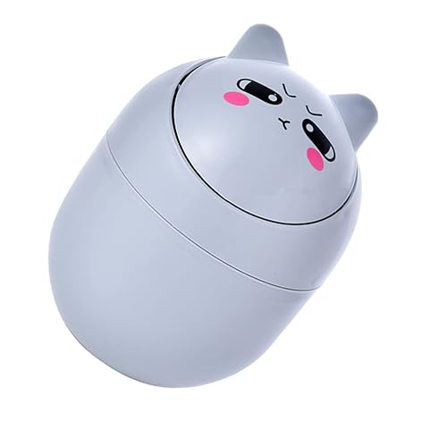 Mipcase Contenedores de almacenamiento de plástico, mini basurero de escritorio de animales, tapa oscilante, papelera de papel pequeña, papelera de
