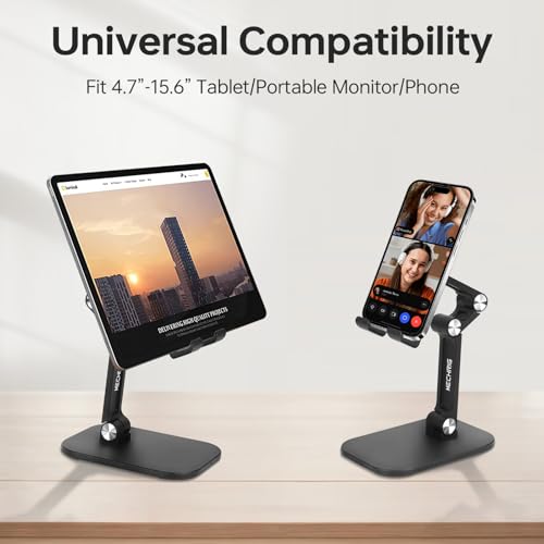 Foldable Phone Stand for Desk - Adjustable Height & Angle Cell Phone Holder, Portable Tablet Stand with Anti-Slip Base for Home, Office, and Travel, Compatible with iPhone & All 4-11" Devices (Black) - image 5