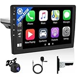 2+32GB Android 11 Radio Coche 1 DIN Apple Carplay Android Auto Radio Bluetooth Pantalla 10.1 Inch Touchscreen Radio et GPS WiFi Camera 1 DIN USB/FM/AUX/SWC