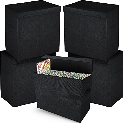 Storage Haus Comic Book Storage Box, Water-Resistant Comic Short Box With Lids - Holds 150-175 Comics Heavy Duty Short Comic Bin With Non-Slip Bottom - Collapsible Stackable Comic Book Bin (5) #TOP7