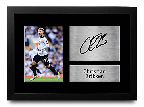 HWC Trading Christian Eriksen A4 Incorniciato Firmato Regalo Visualizzazione Delle Foto Print Immagine Autografo Stampato Per Tottenham Hotspur Tifosi Di Calcio