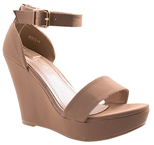 TOP Moda Women's Beryl-1 Tan Round/Open Toe One Strap Heel Sandal Pumps with Ankle Braclet 7.5 D(M) US TOP Moda Women's Beryl-1 Tan Round/Open Toe One Strap Heel Sandal Pumps with Ankle Braclet 7.5 D(M) US