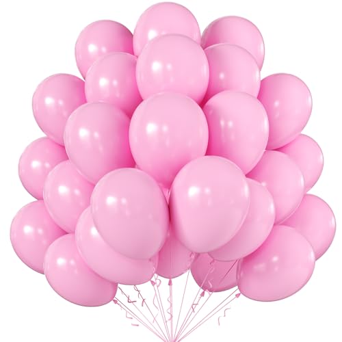 Image of KALOR 12 Inch Light Pink Balloons, 50 Pcs Latex Helium Balloons for Kid's Birthday Party, Baby Shower, Wedding, Graduate Party Decorations